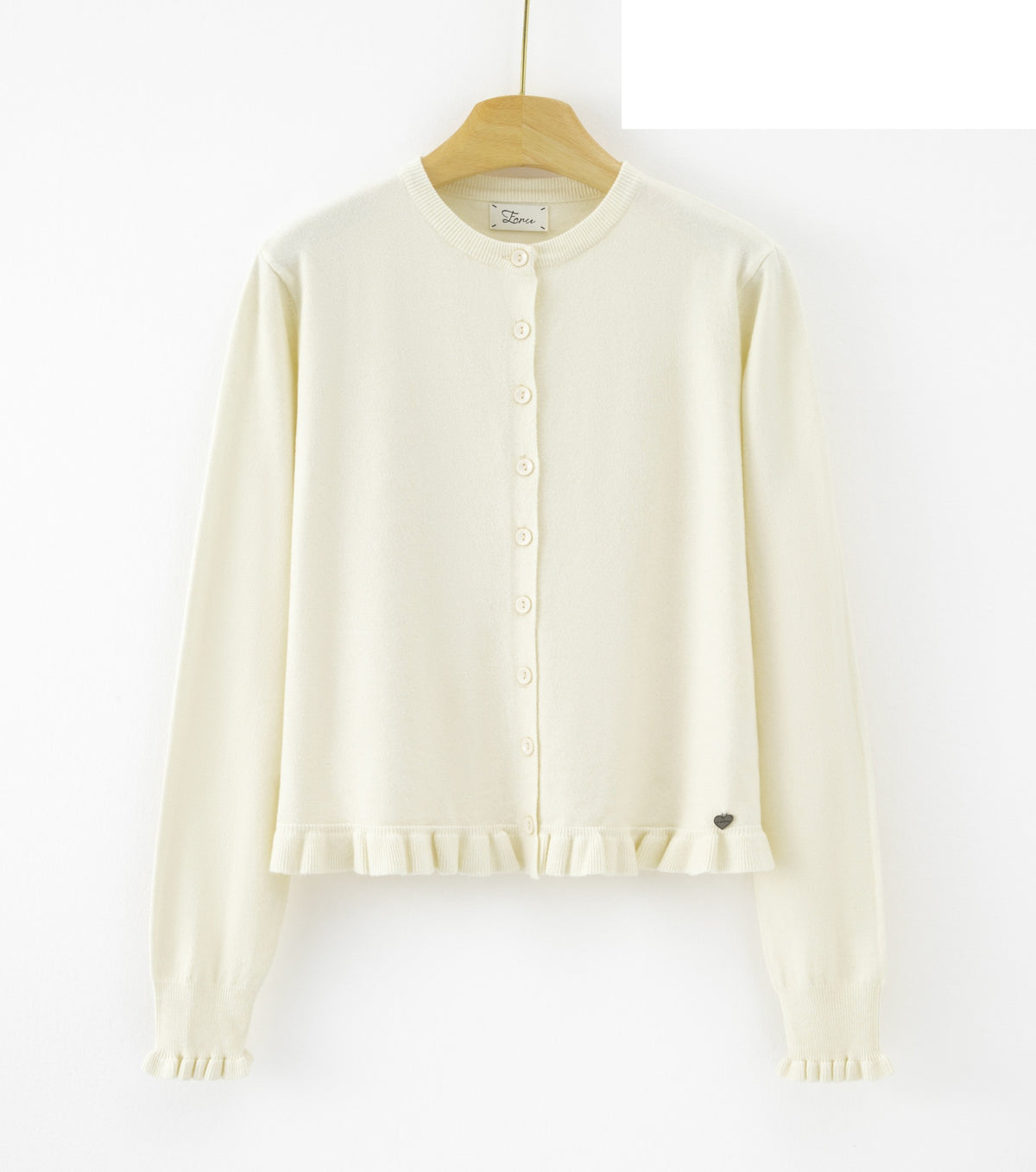 LURC4 White Ruffle Cardigan