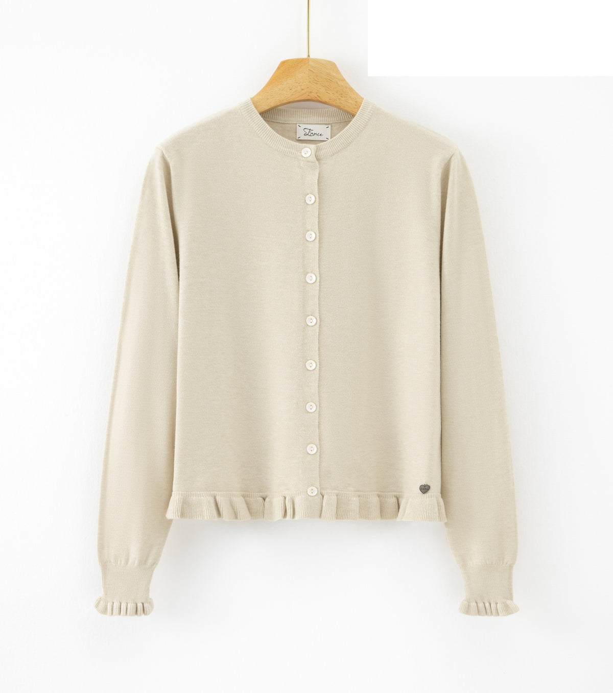 LURC5 Ivory Ruffle Cardigan