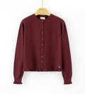 LURC6 Burgundy Ruffle Cardigan