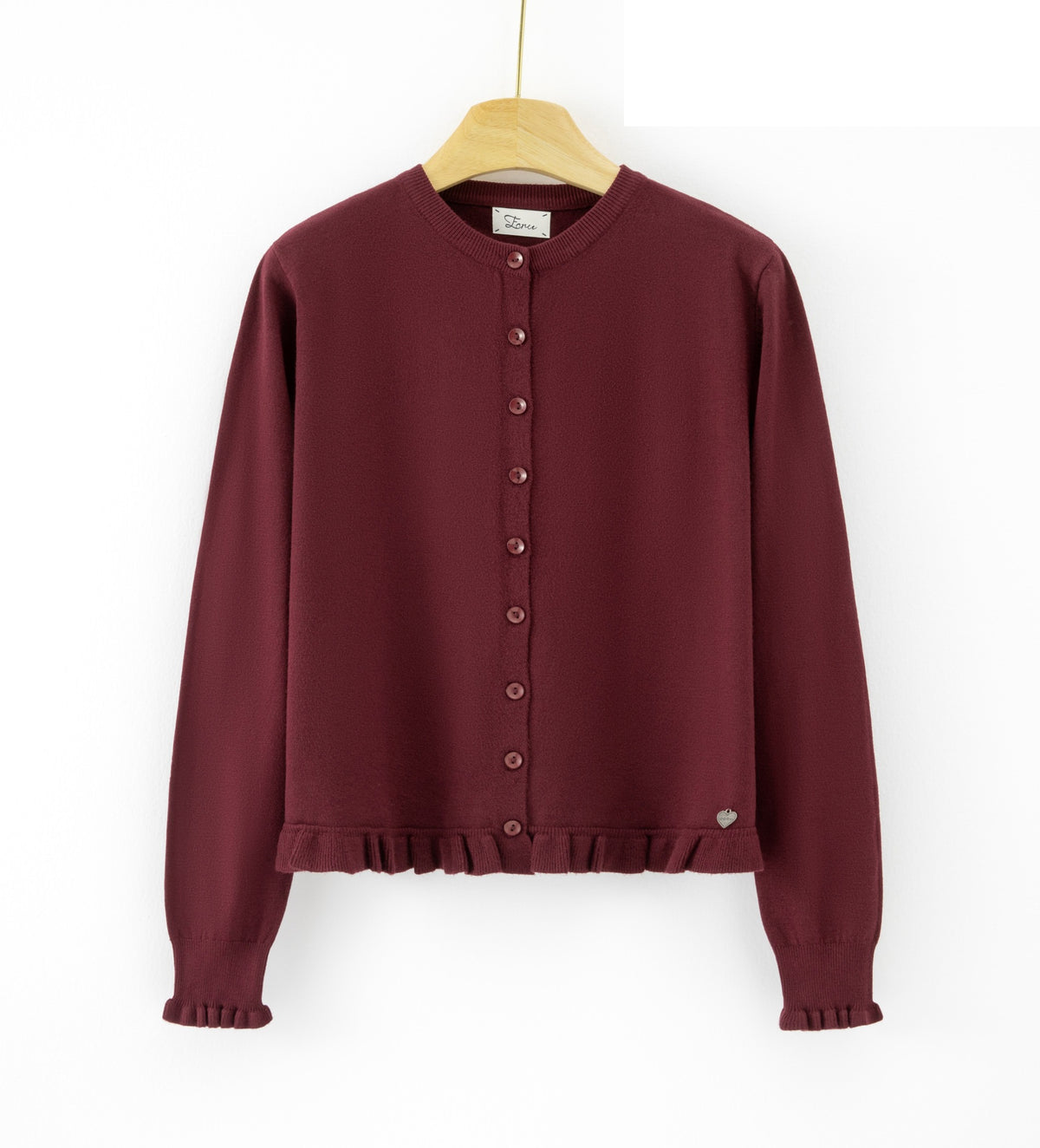 LURC6 Burgundy Ruffle Cardigan