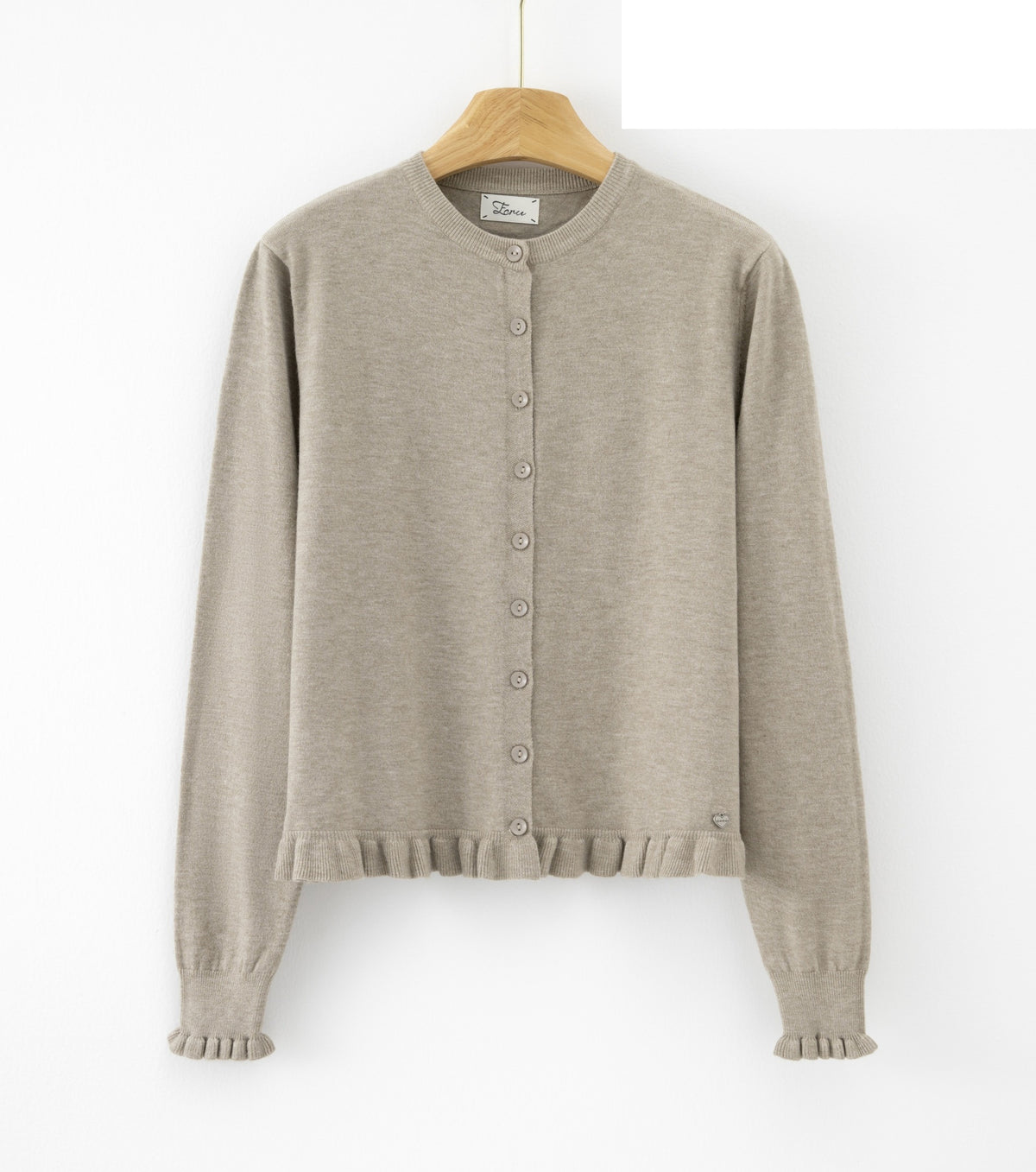LURC7 Beige Ruffle Cardigan
