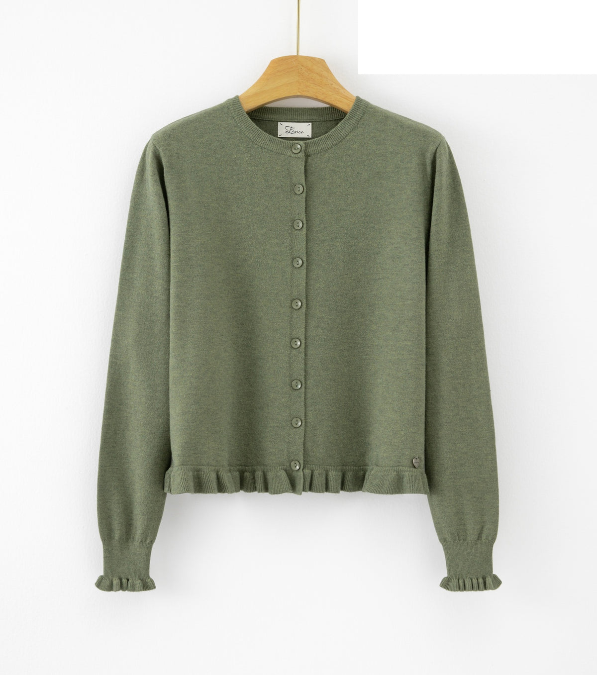 LURC8 Khaki Ruffle Cardigan