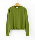 LURC9 Olive Ruffle Cardigan