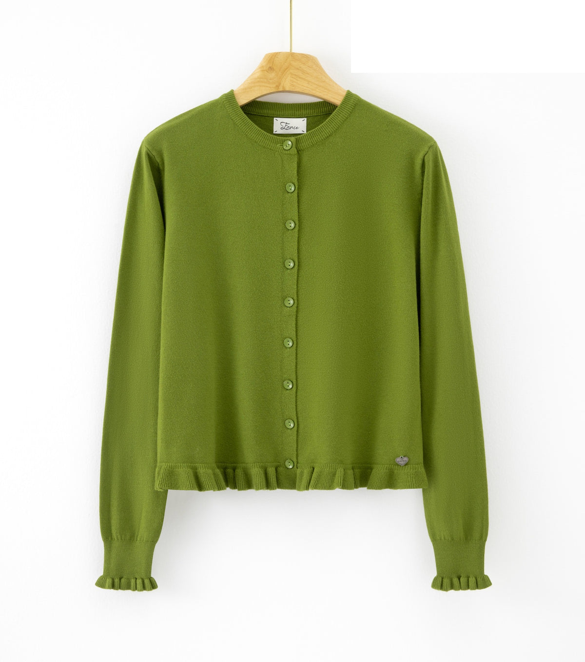 LURC9 Olive Ruffle Cardigan