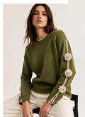 LURL1 Olive Rose Line Sweater