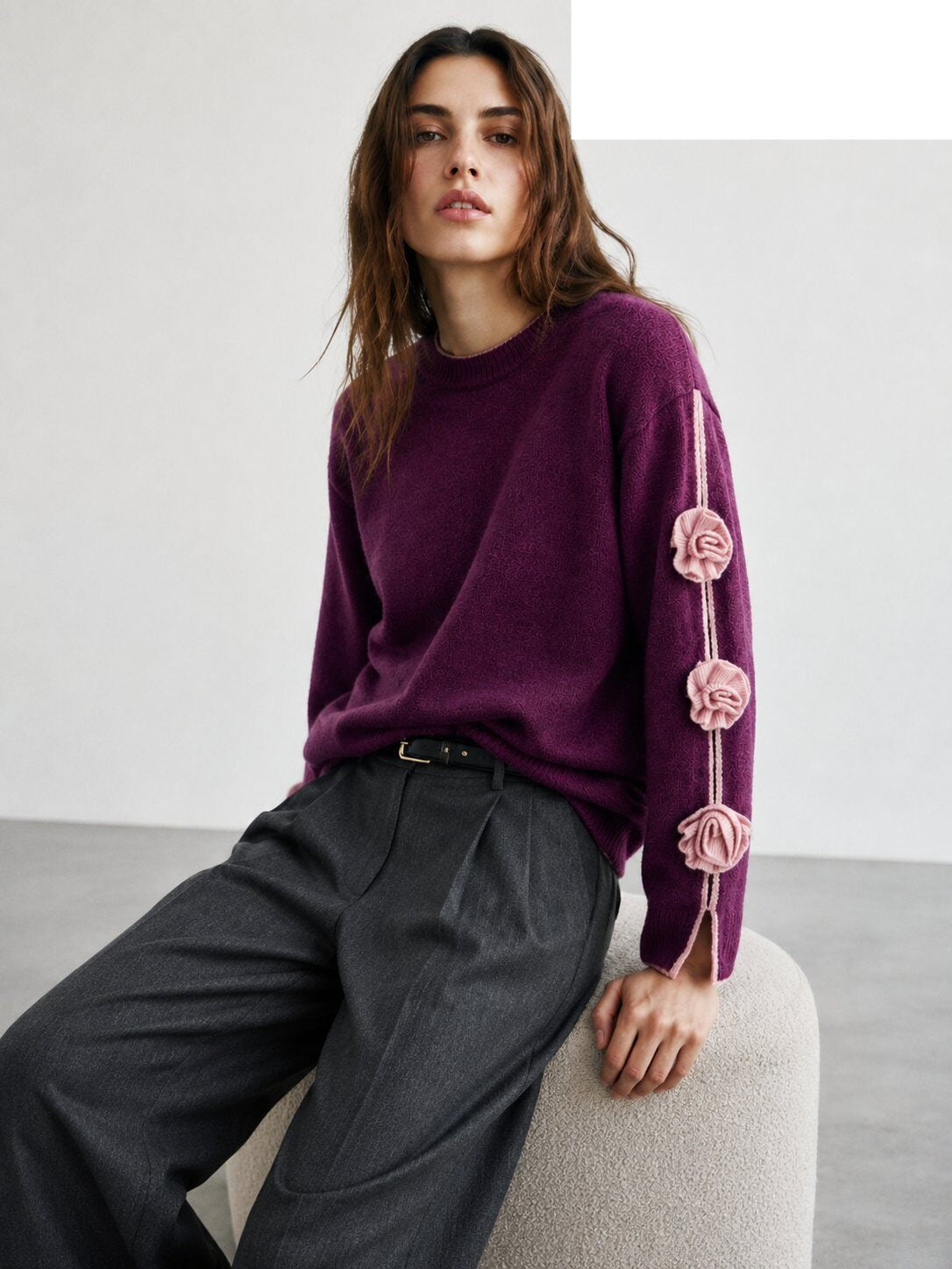 LURL9 Purple Rose Line Sweater