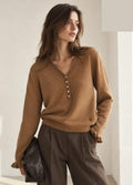 LUVB1 Camel Button Sweater