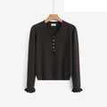 LUVB11 Coffee Button Sweater