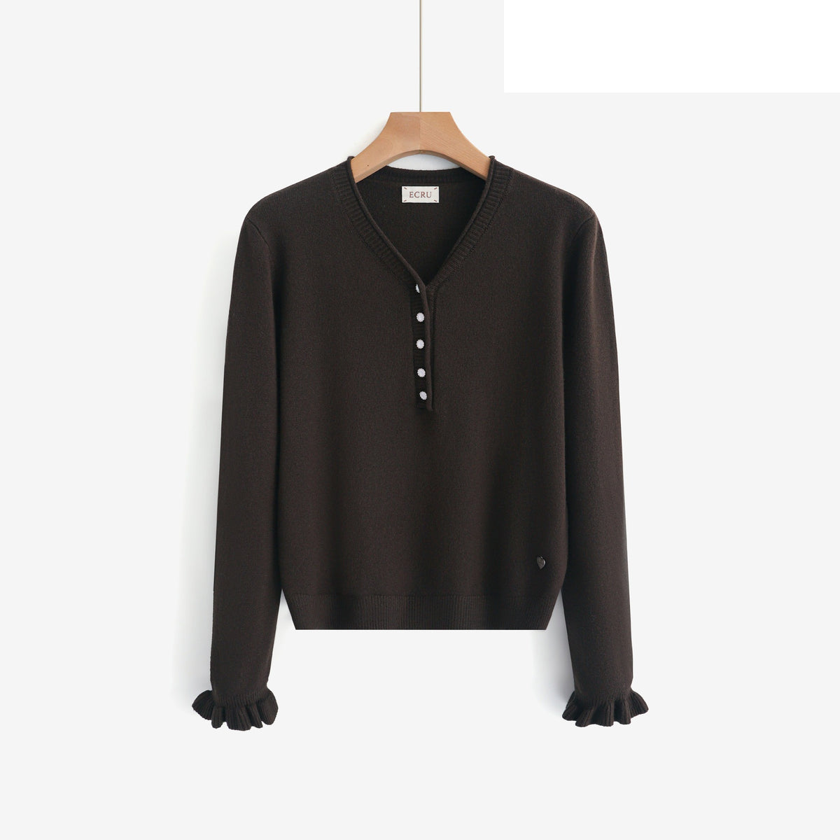 LUVB11 Coffee Button Sweater