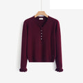 LUVB6 Burgundy Button Sweater