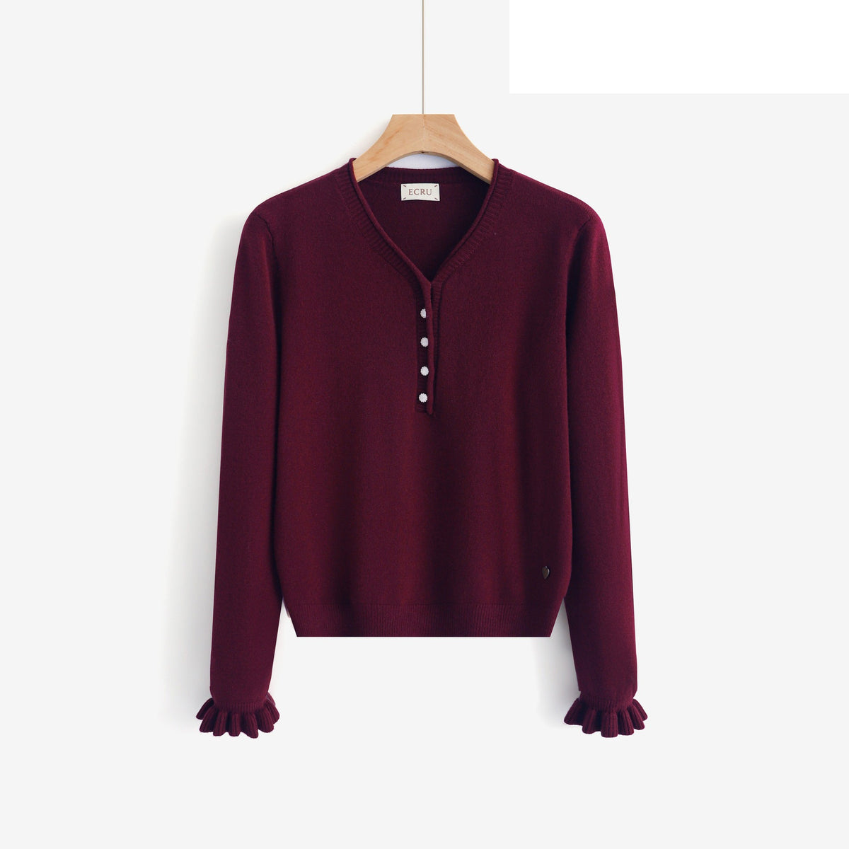 LUVB6 Burgundy Button Sweater