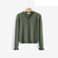 LUVB7 Khaki Button Sweater