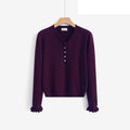 LUVB9 Purple Button Sweater