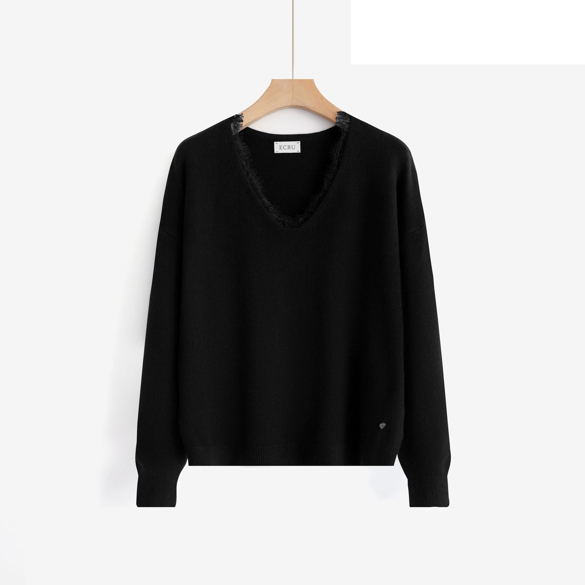 LUVL2 Black Lace-Trim Sweater