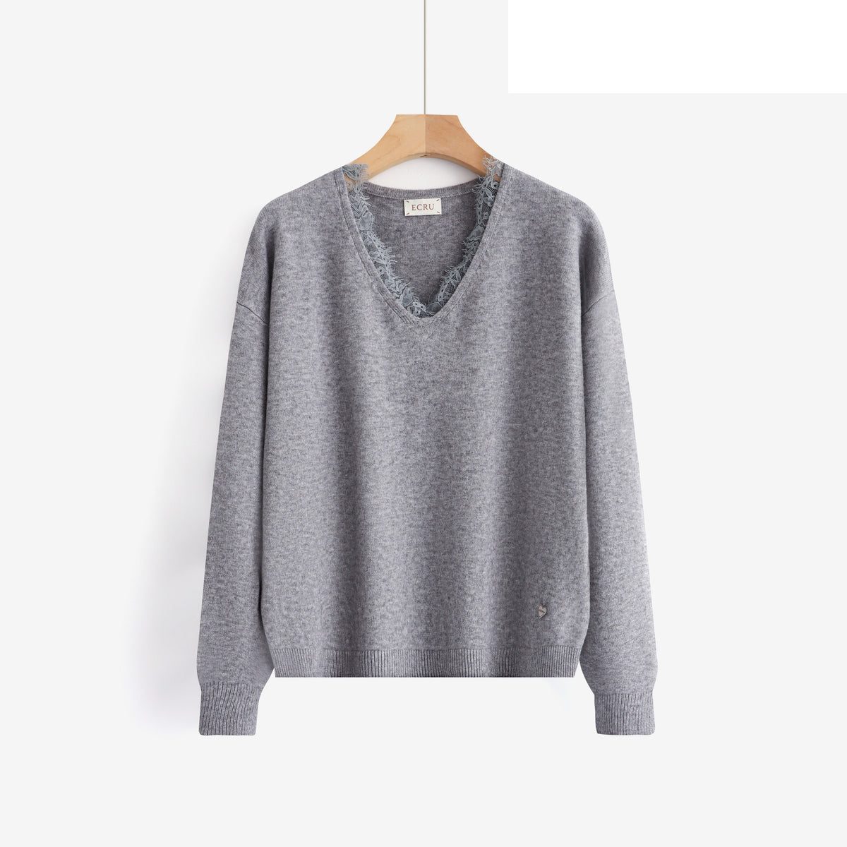 LUVL3 Grey Lace-Trim Sweater