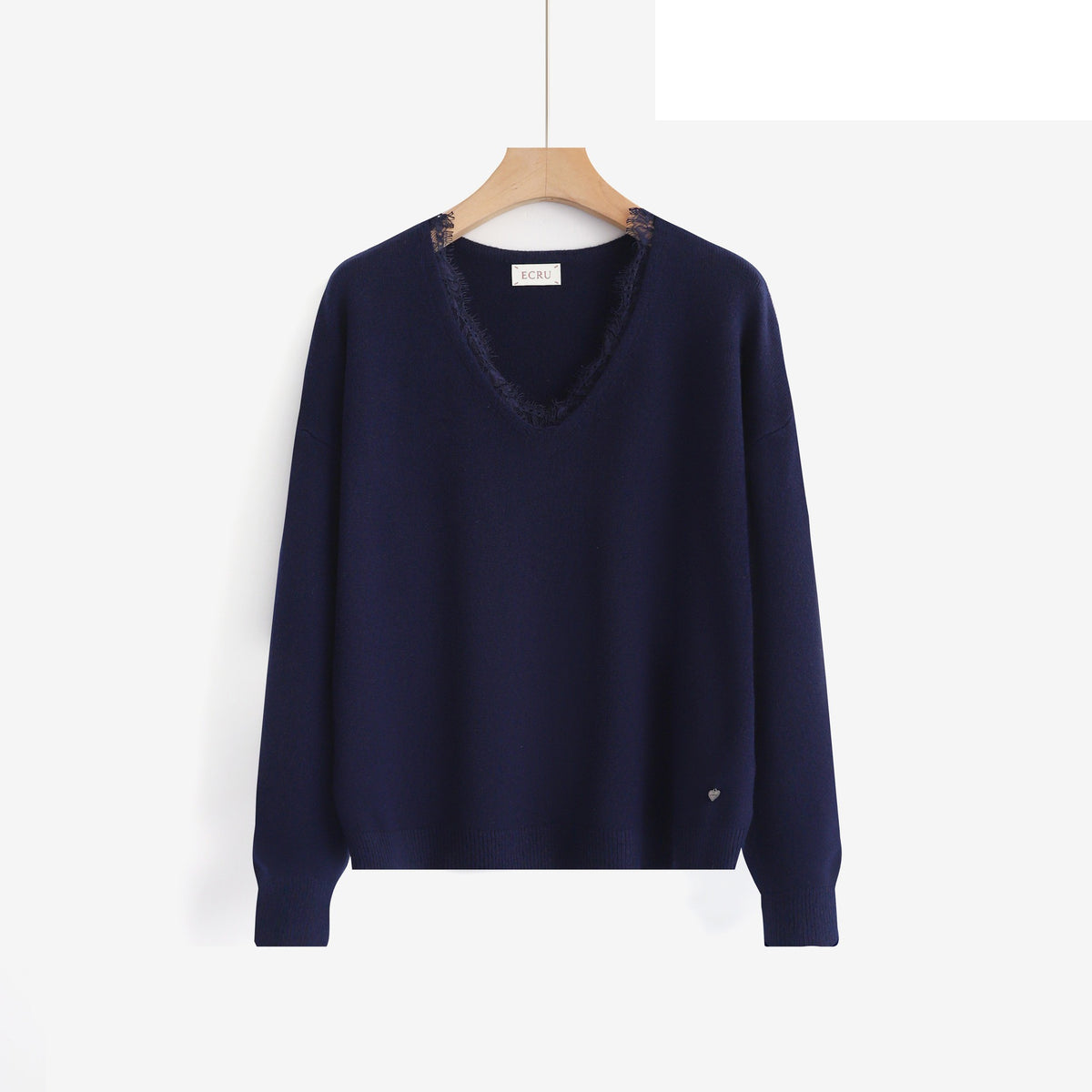 LUVL9 Navy Lace-Trim Sweater