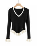 LUVR2 Black Ruffle Sweater