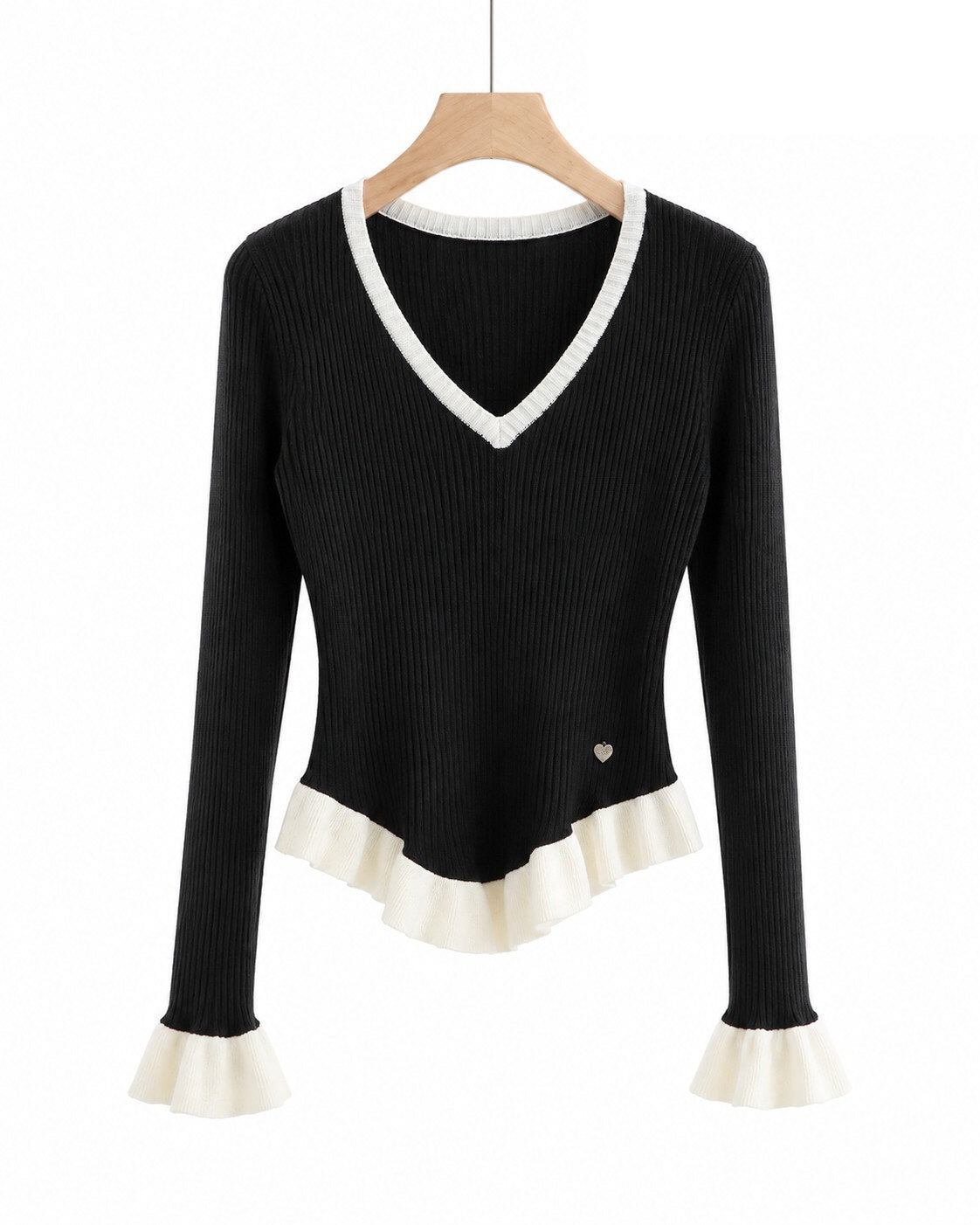 LUVR2 Black Ruffle Sweater