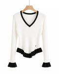 LUVR3 White Ruffle Sweater