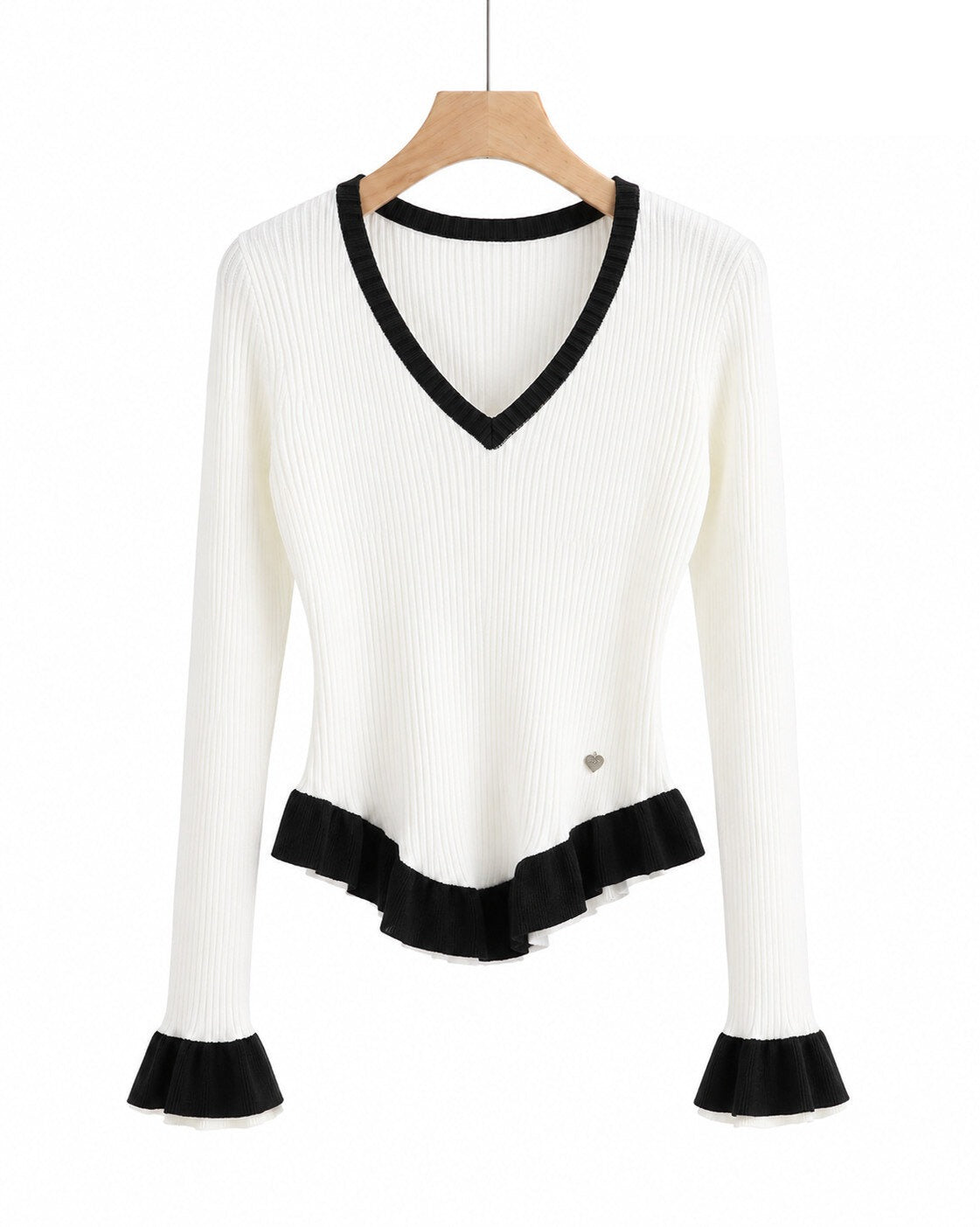 LUVR3 White Ruffle Sweater