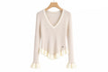 LUVR4 Cream Ruffle Sweater