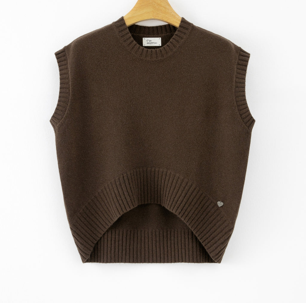 LUBXC1 Dark Brown Boxy Knit Vest