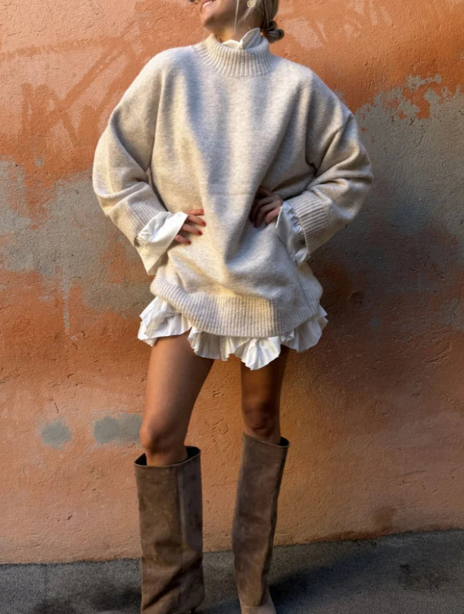 ESTMX1 Ivory Wool Maxi Sweater