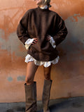 ESTMX4 Dark Brown Wool Maxi Sweater