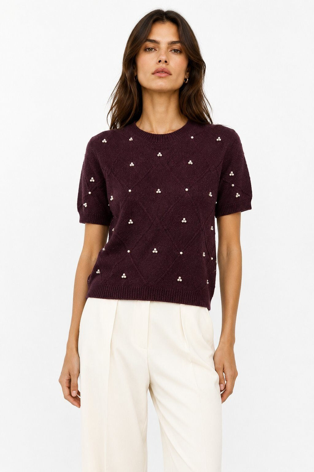 LUBDS10 Purple Beaded Diamond Sweater