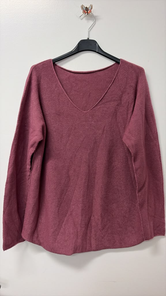 PO8222 Mauve Cozy V-Neck Sweater