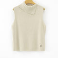 LUACT5 Ecru Asymmetric Collar Top