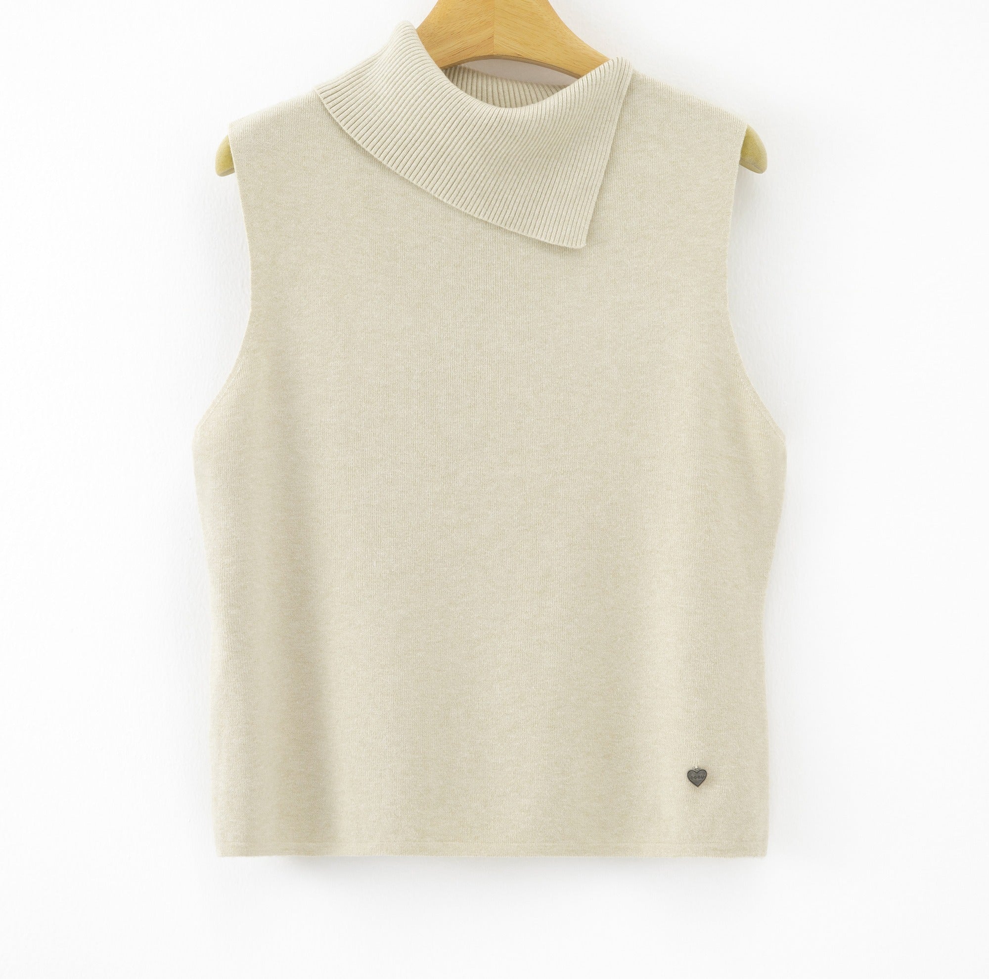 LUACT5 Ecru Asymmetric Collar Top
