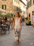 ZOPAD1BE Paris Print Slip Dress Beige