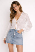 LUEBY Short Blouse in Eyelet Cotton
