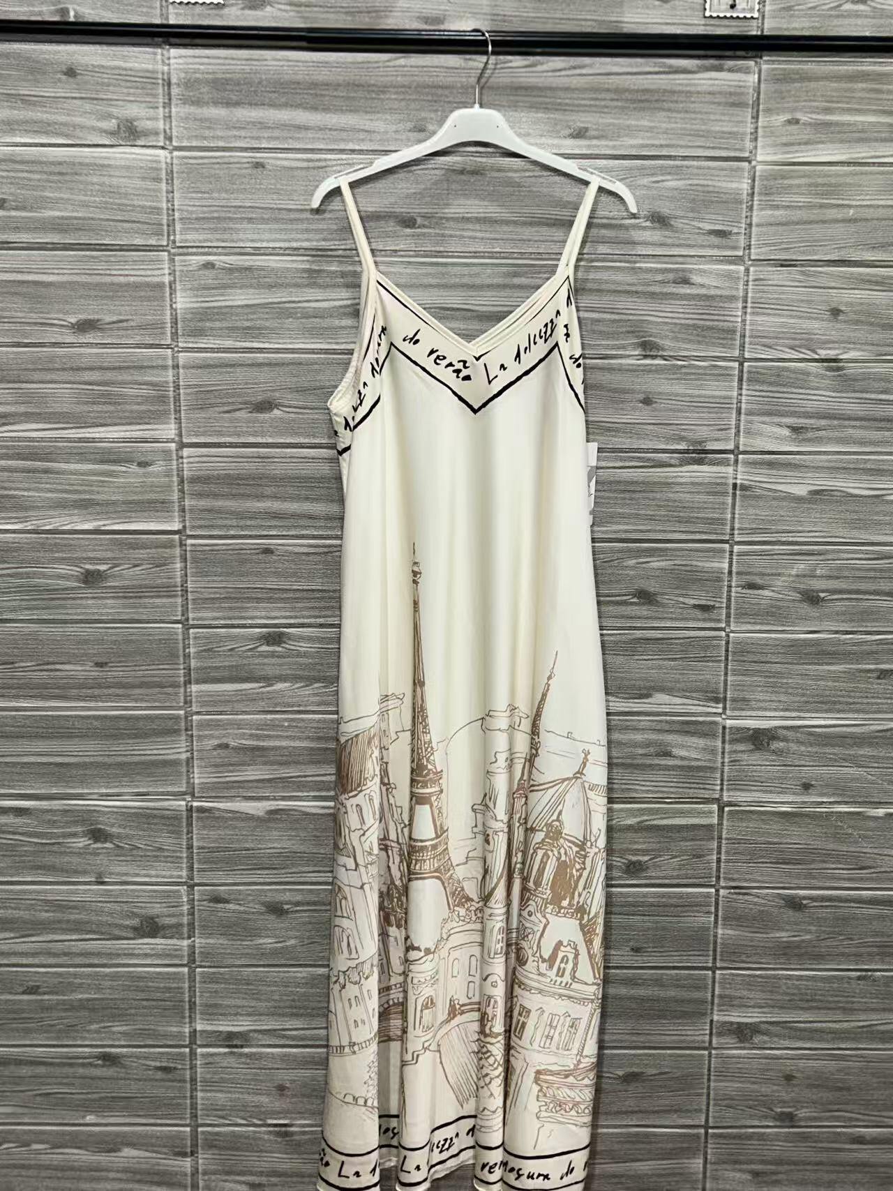 ZOPAD1WH Paris Print Slip Dress White