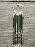 ZOPAD1KH Paris Print Slip Dress Khaki