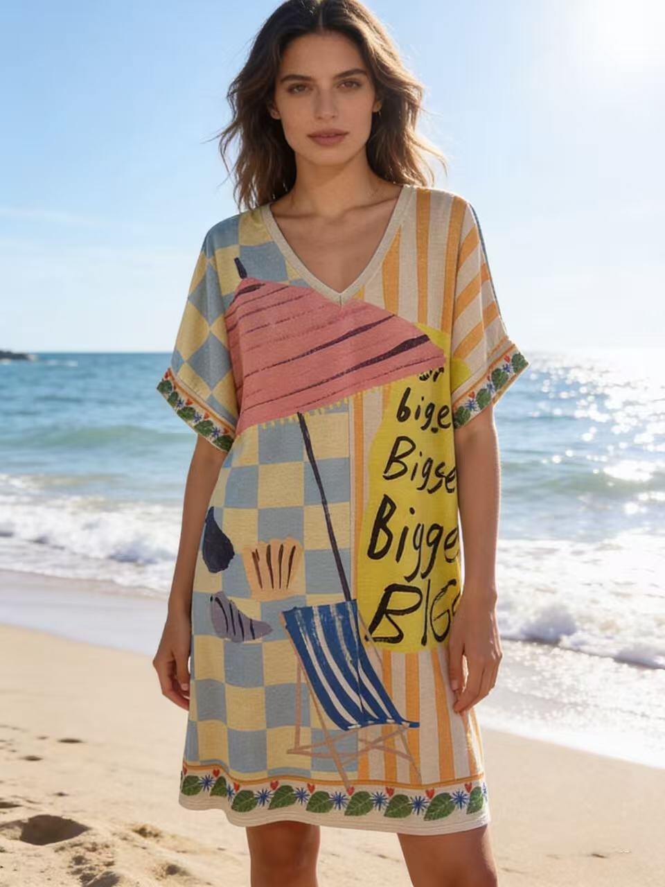 VIBB Beach Scene Print Dress