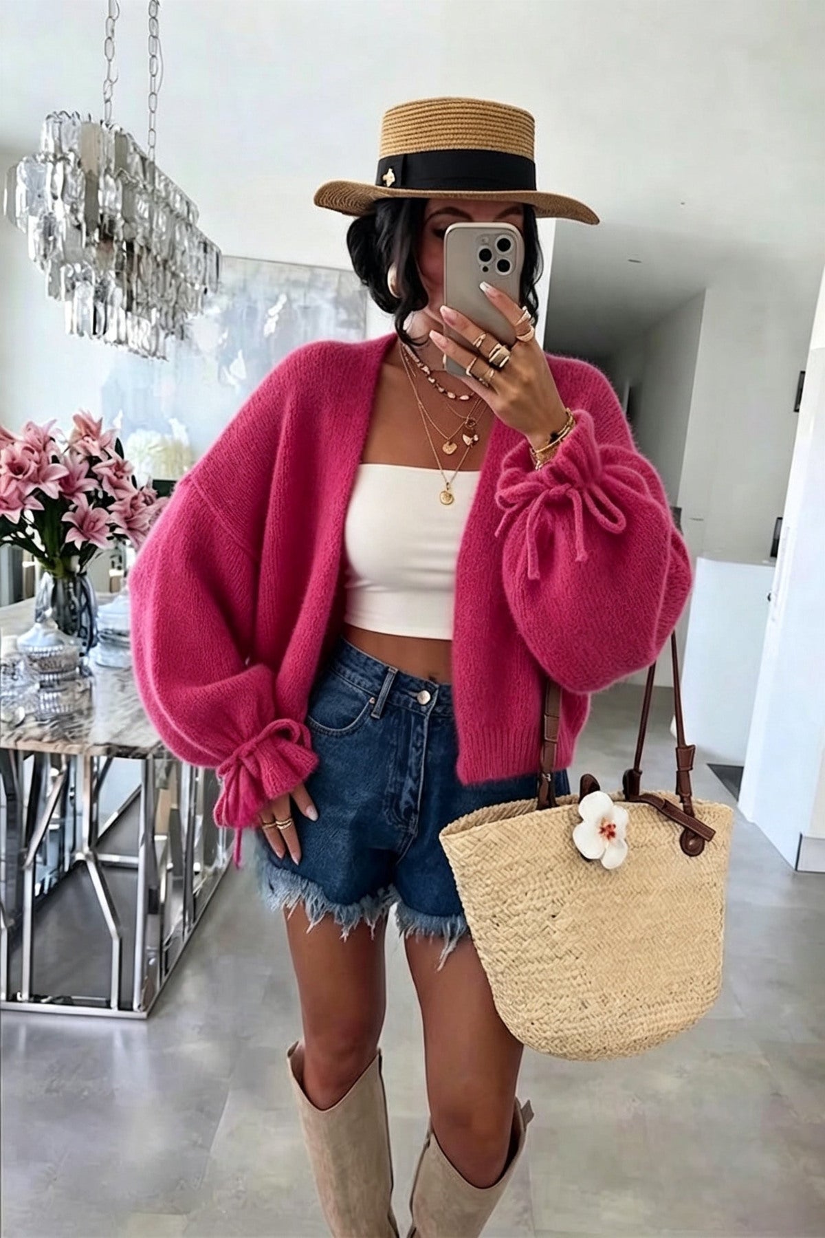 ESTWC4 Fuchsia Wool Cardigan