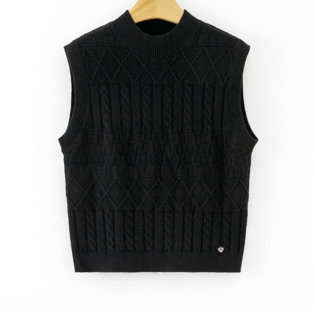LUJKT2 Black Jacquard Knit Tank Top