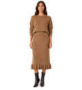 LULKS9 Camel Tiered Ruffle Skirt