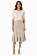 LUMKS6 Taupe Ruffle Hem Skirt