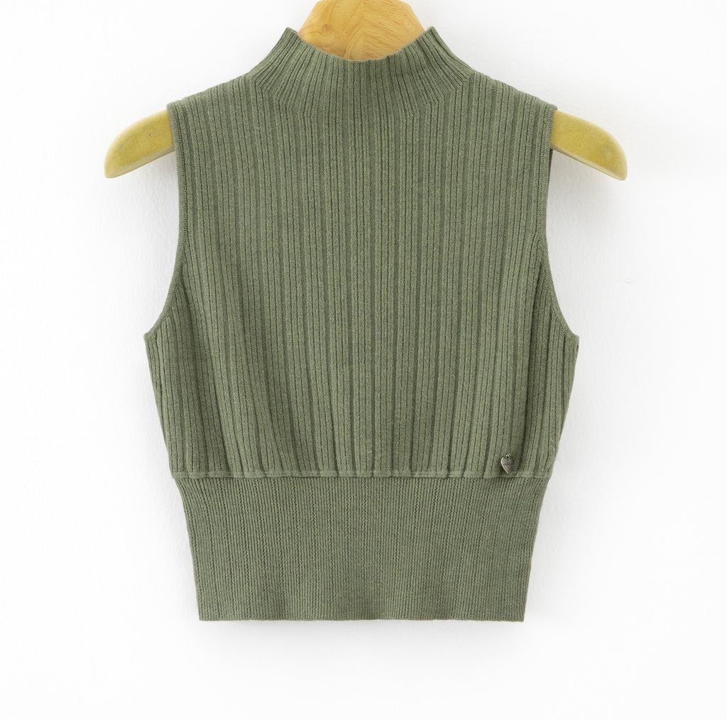 LURTS8 Khaki Ribbed Turtleneck Sweater