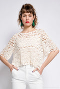MSTCDBG Crochet Cotton Top with Tank Liner Beige