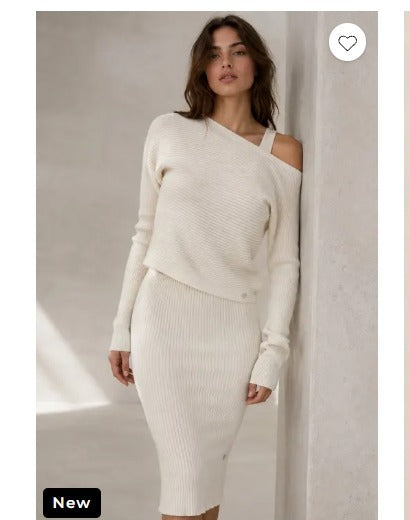 LUSRS1 Ivory Ribbed Knit Set