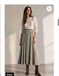 LUDPS1 Grey Double-Breasted Midi Skirt