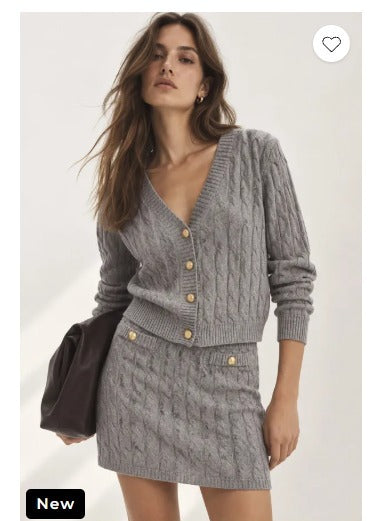LUCKS1 Grey Cable Knit Set