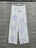 ZOFCPLI Floral Cotton Pants Lilac