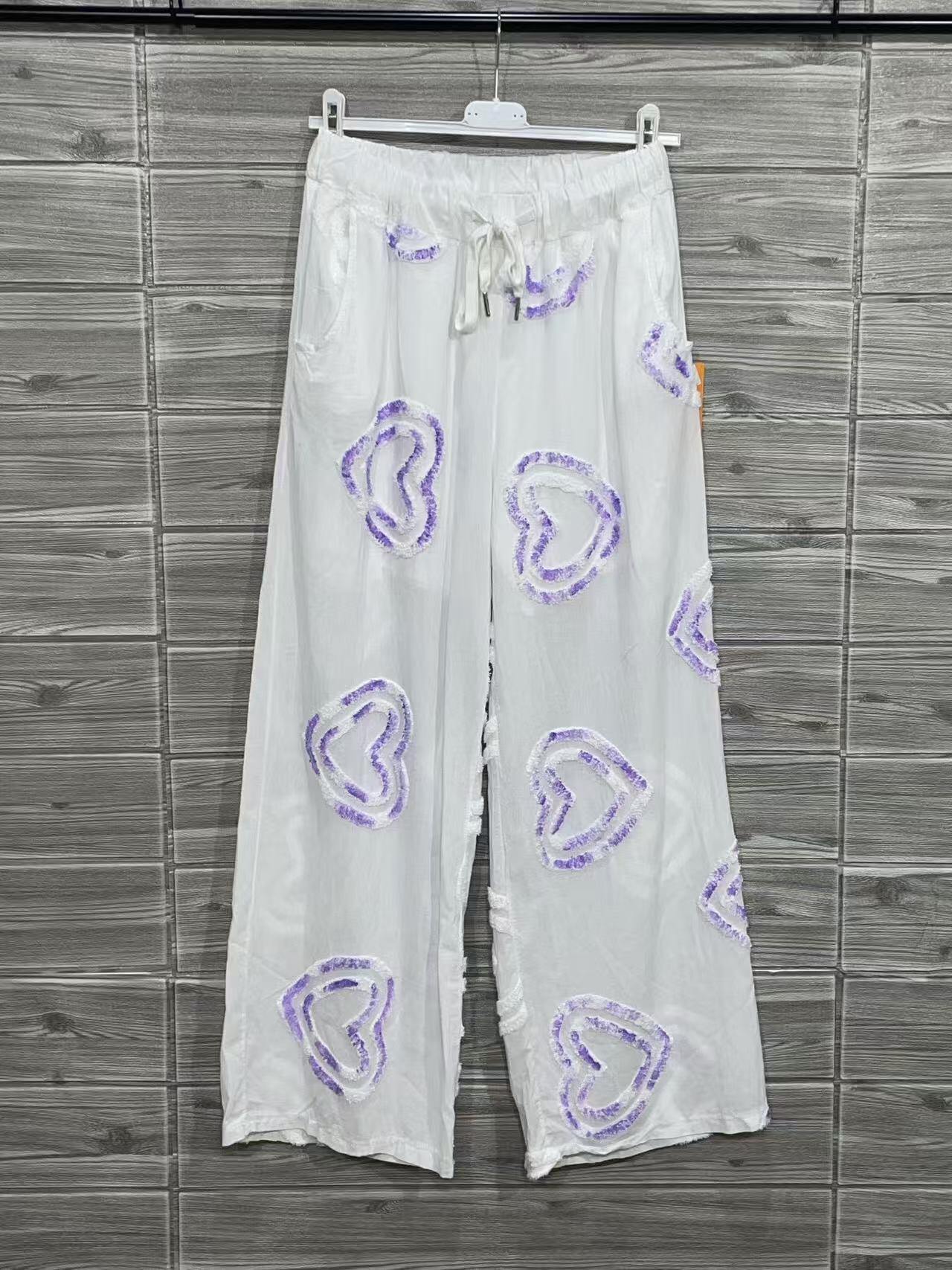 ZOFCPLI Floral Cotton Pants Lilac