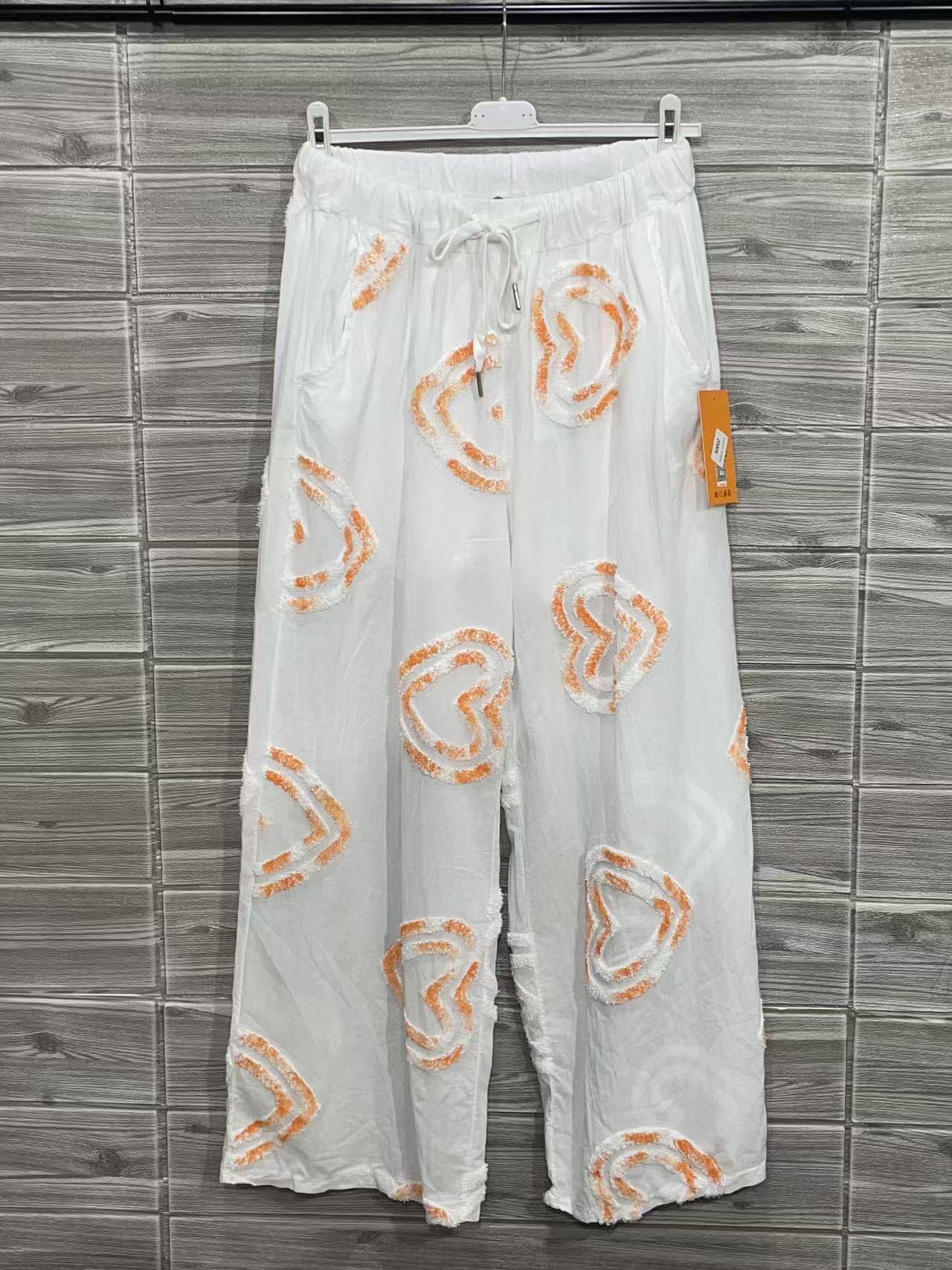 ZOFCPOR Floral Cotton Pants Orange