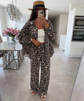 ESTLCSBE Gauze Cotton Leopard Print Set Beige